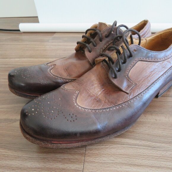 BED STU Bench Made Cobbler Series Wingtip Derby Brogue Shoes Brown Leather 10 - Picture 2 of 16